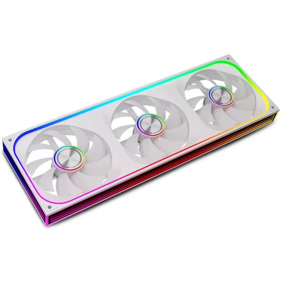 طقم مراوح كيس Majesty Infinity Block Fan 360mm ARGB عكسي Reverse - 3 مراوح - أبيض