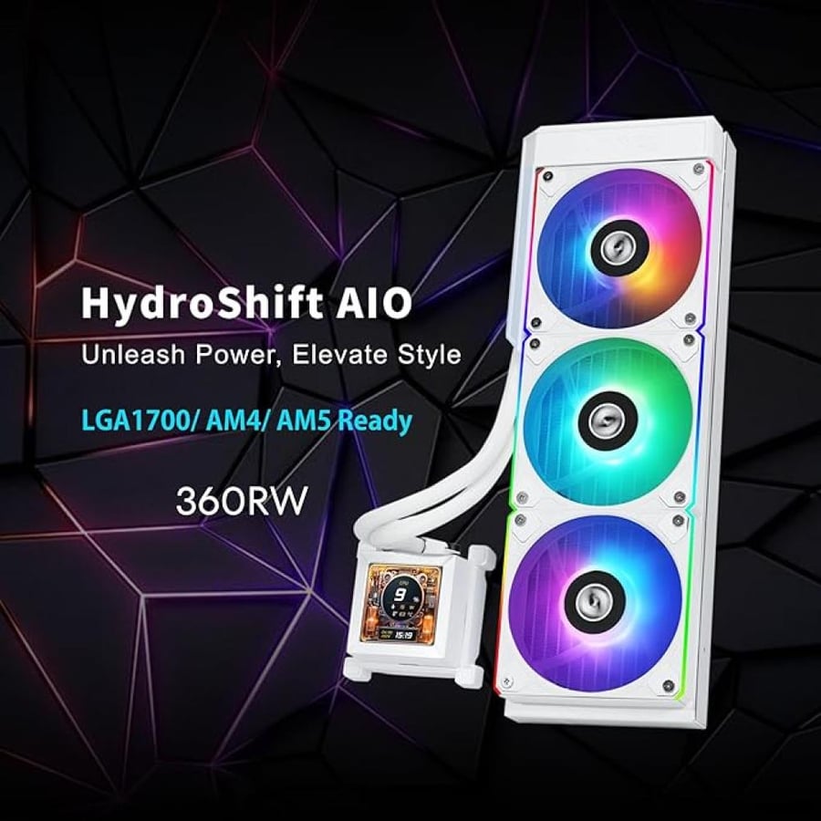 مبرد مائي Lian Li HydroShift LCD 360R - أبيض