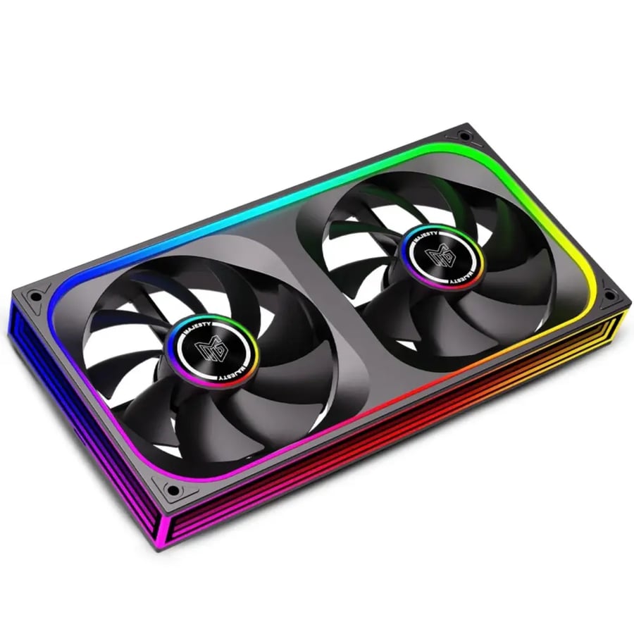 طقم مراوح كيس Majesty Infinity Block Fan 240mm ARGB إدخال Reverse - مروحتين - أسود
