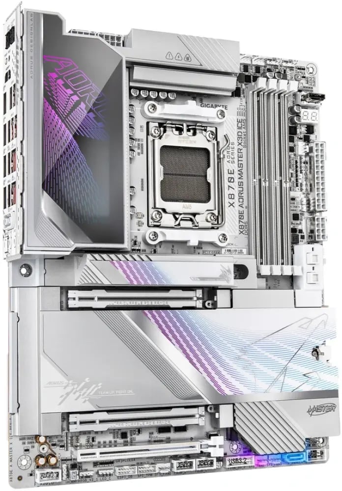 لوحة أم GIGABYTE X870E AORUS MASTER X3D ICE AM5 DDR5 ATX Wi-Fi 7 - أبيض