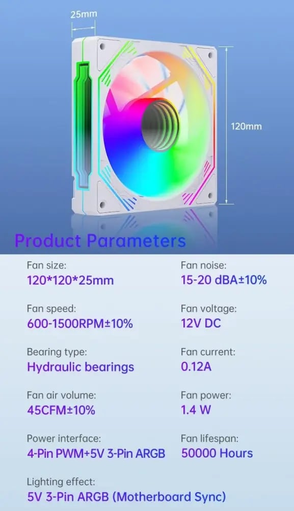 مروحة كيس SNOWMAN Infinity 120mm ARGB PWM 1600RPM - أسود