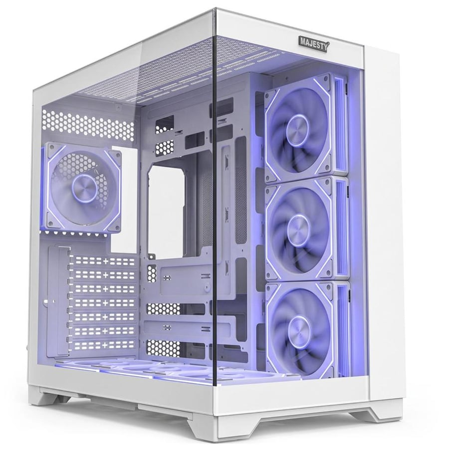 كيس كمبيوتر Majesty BARQ 7 Mid Tower - 7 مراوح ARGB - دعم راديتر 360mm - أبيض