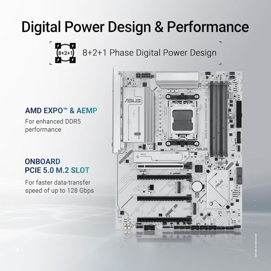 لوحة أم ASUS B650E MAX GAMING WIFI W AM5 DDR5 ATX Wi-Fi 6E - أبيض