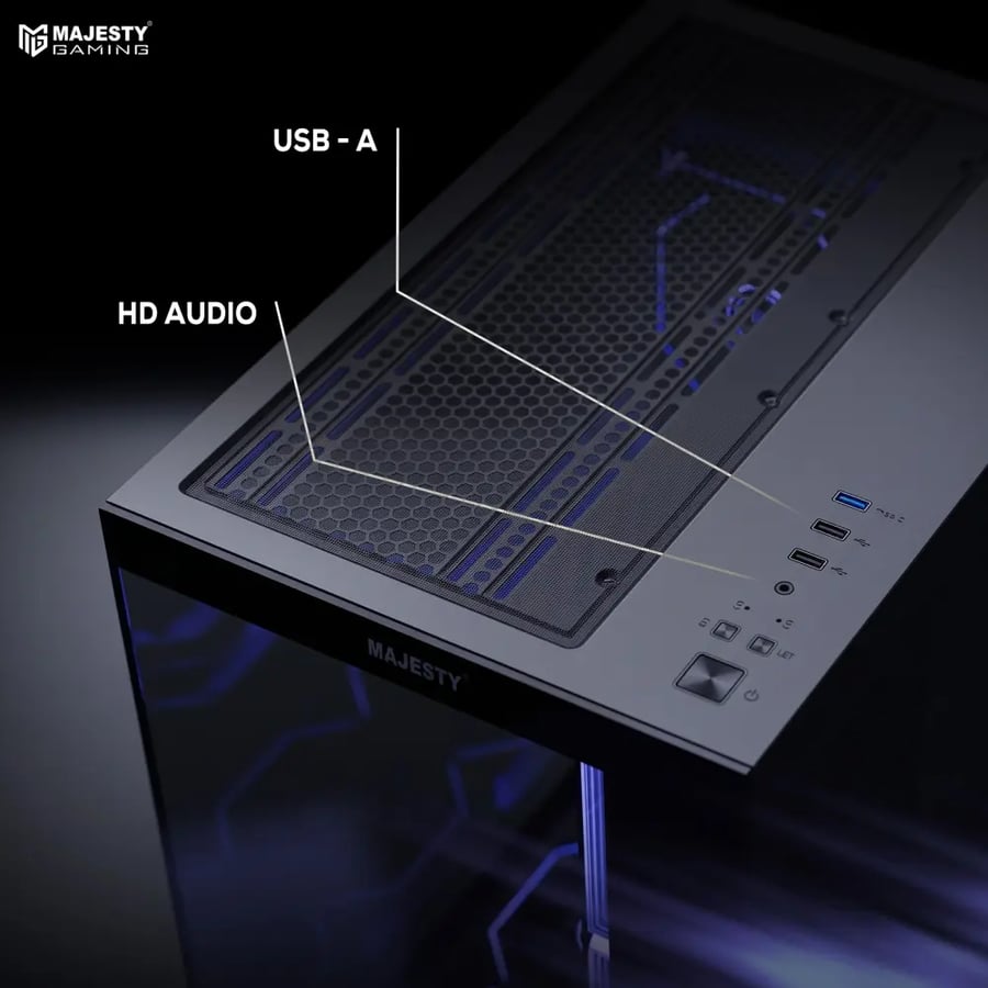 كيس كمبيوتر Majesty BARQ 7 Mid Tower - 7 مراوح ARGB - دعم راديتر 360mm - أسود