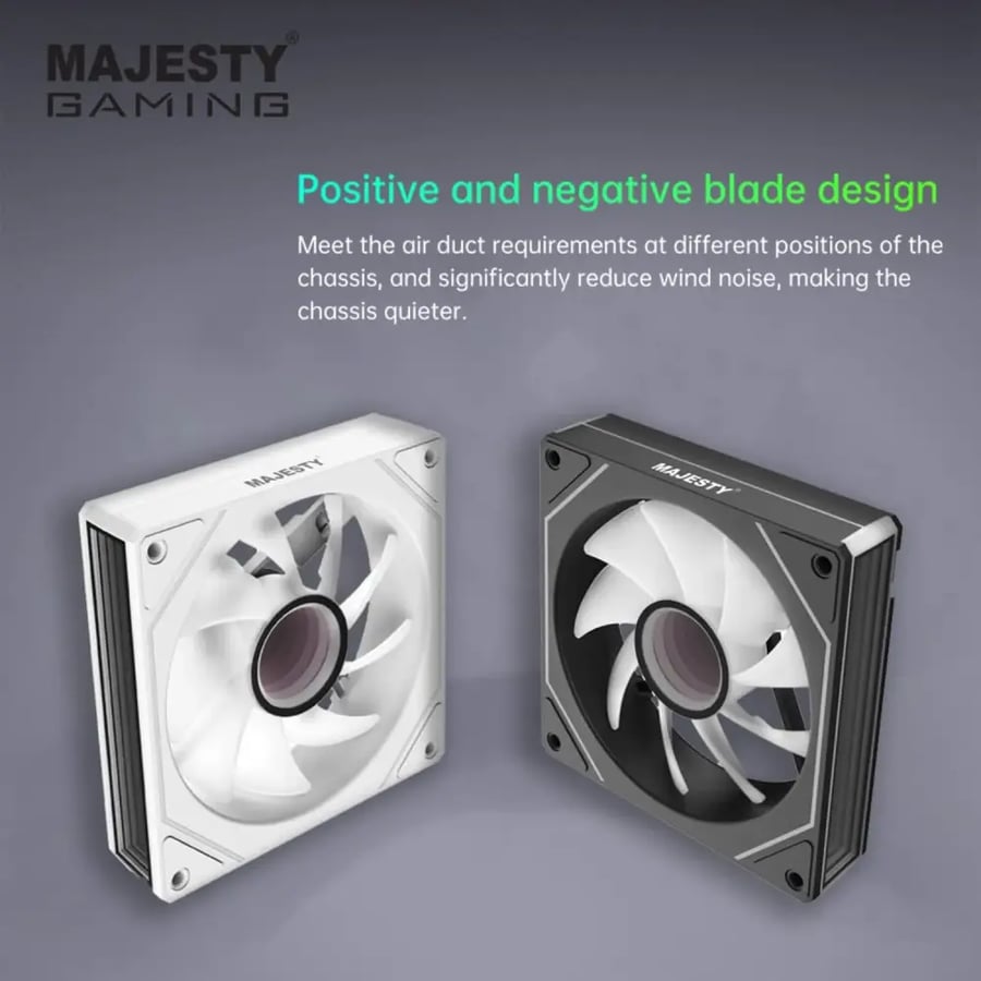 مروحة كيس Majesty Infinity 120mm ARGB PWM 1800RPM عادي Forward - أسود
