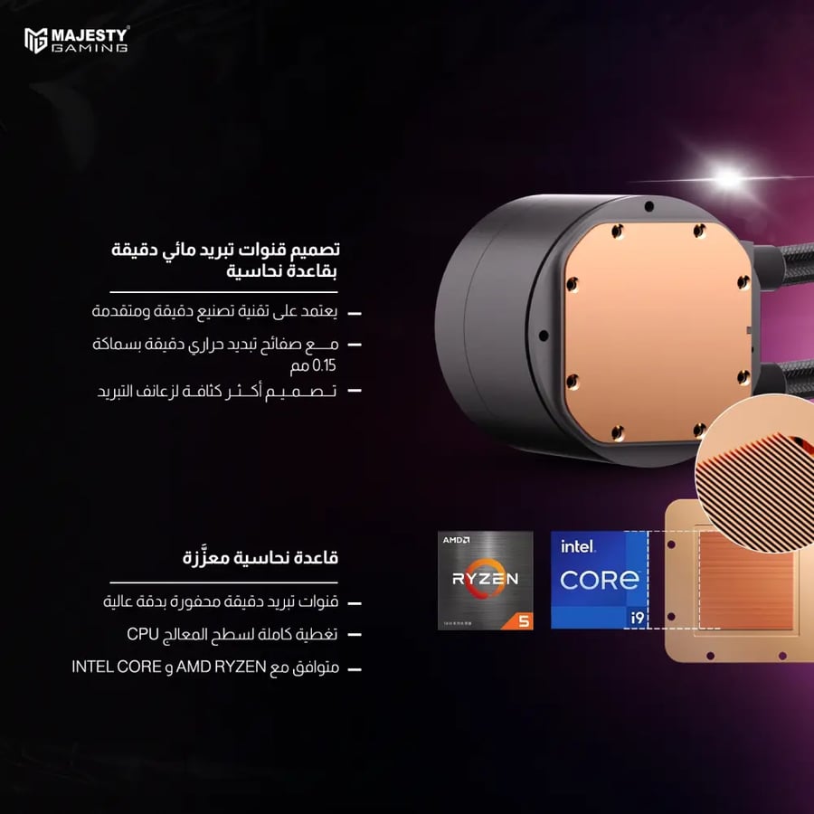 مبرد مائي Majesty CLD-302 360mm Infinity Mirror ARGB - أبيض