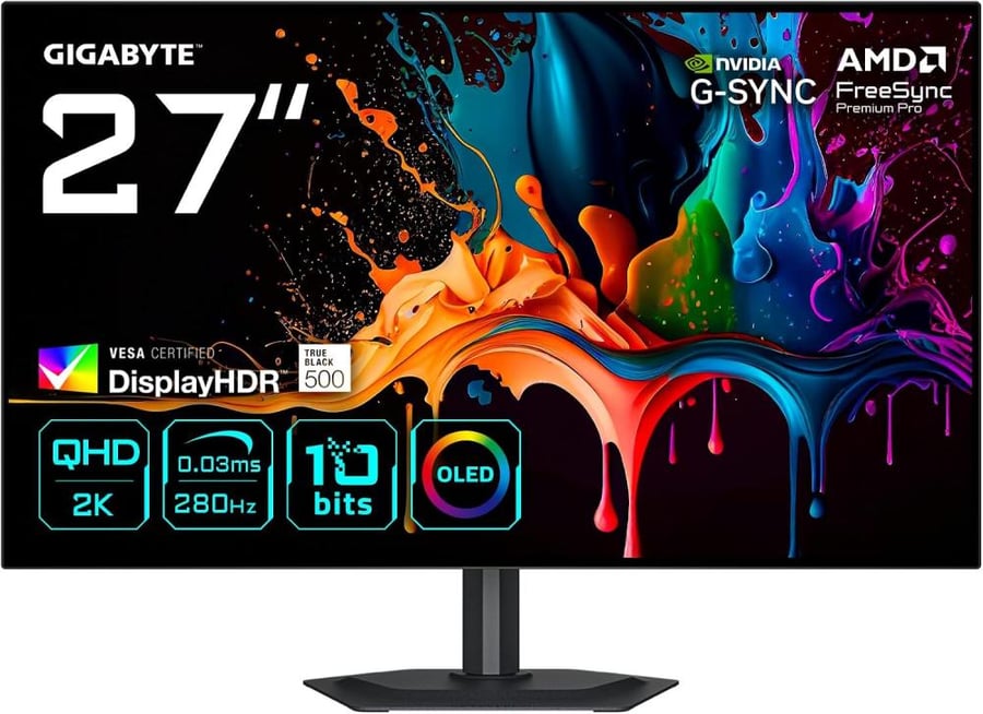 شاشة GIGABYTE MO27Q28G 26.5 بوصة QHD OLED 280Hz
