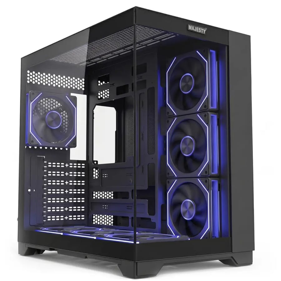 كيس كمبيوتر Majesty BARQ 7 Mid Tower - 7 مراوح ARGB - دعم راديتر 360mm - أسود