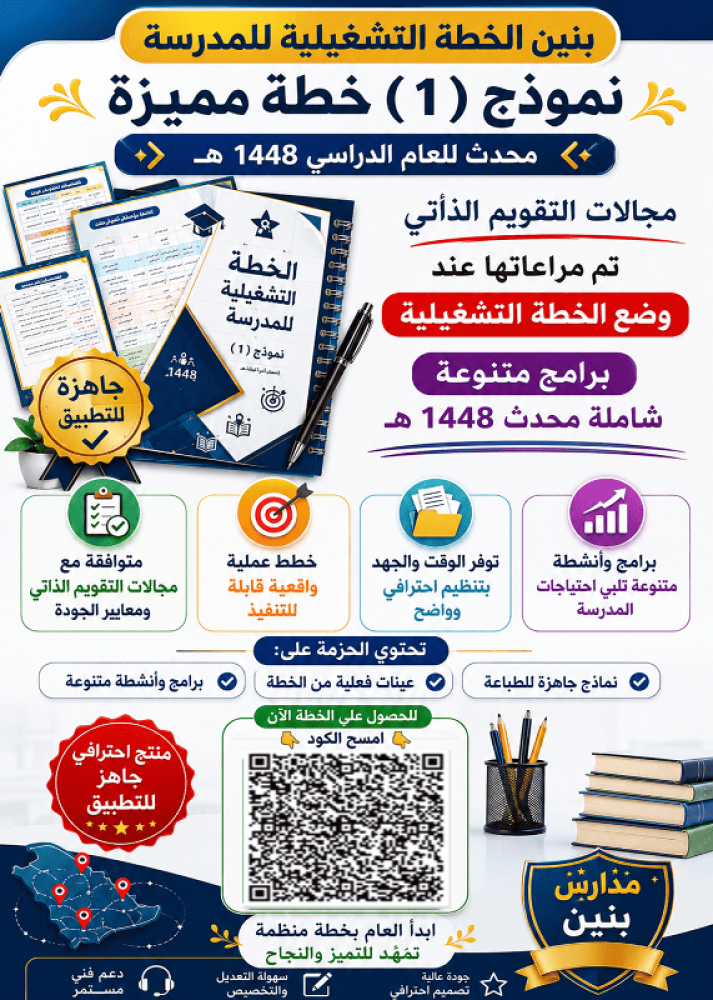 ( نموذج 1 ) بنين الخطة التشغيلية نموذجيه ومميزة لمدير المدرسة جديد1448