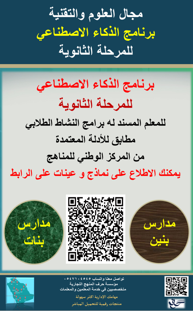 سجل معلم نشاط (  برنامج الذكاء الاصطناعي ) للمرحلة الثانوية