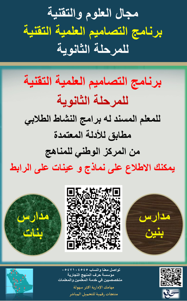 سجل معلم نشاط (  برنامج التصاميم العلمية التقنية ) للمرحلة الثانوية