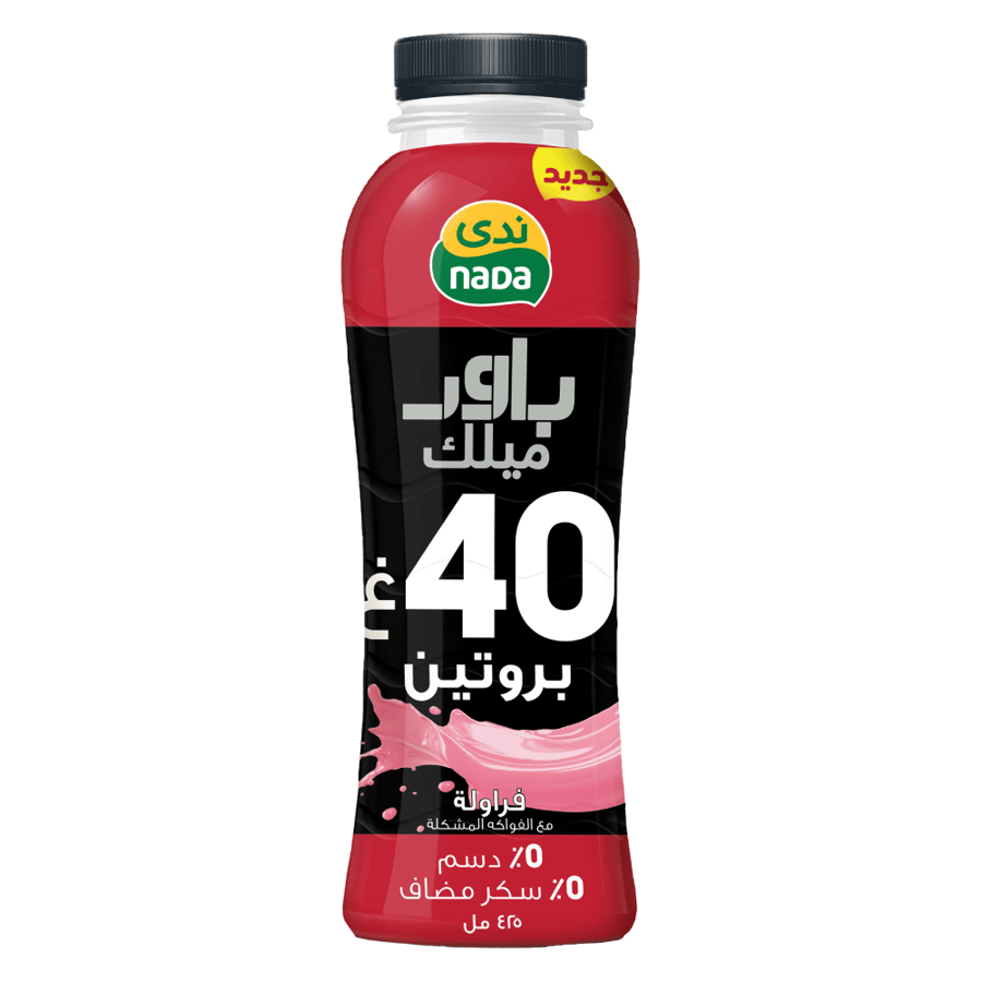 حليب بروتين ندى باور ميلك بالفراولة 425مل