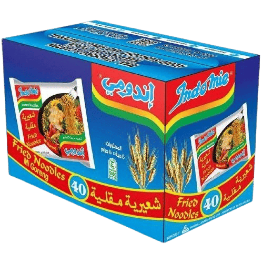 Carton of Indomie fried noodles, 40 packs × 80g
