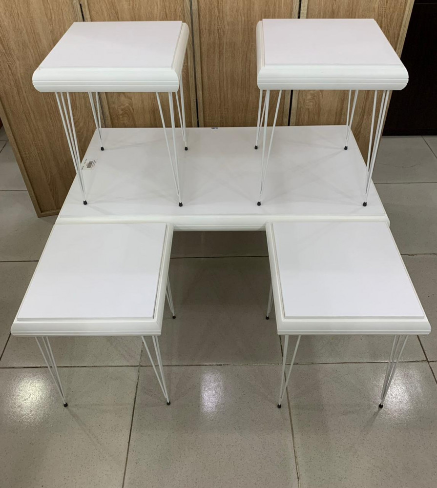 طقم طاولات 5 قطع ابيض