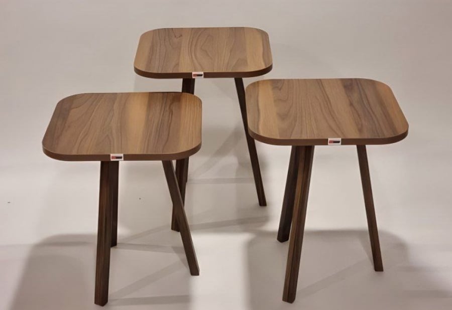 طاولات جانبة خدمة 3 قطع بني
