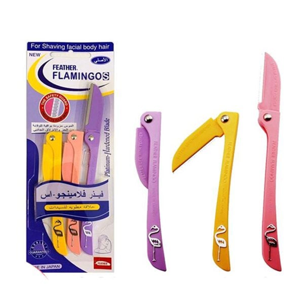 Flamingo folding barber razors - 3 pieces