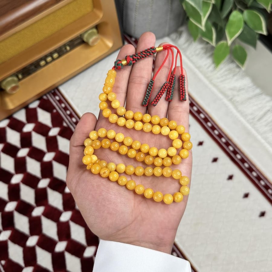Amber prayer beads, delicate