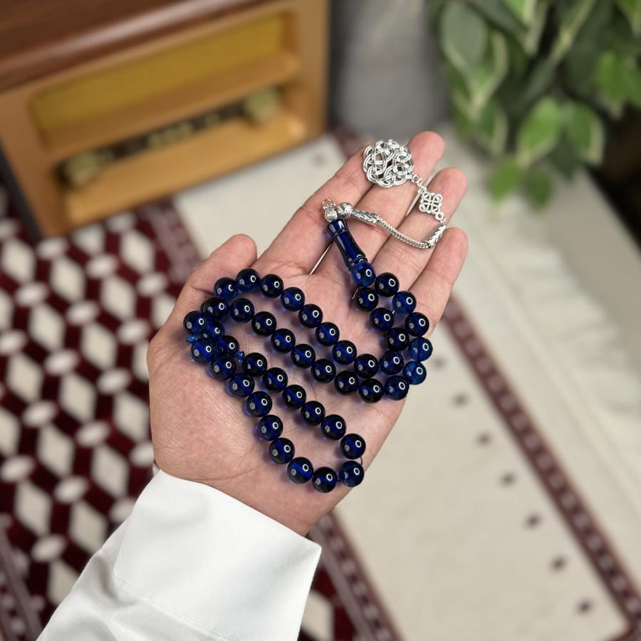 سبحة بكلايت أزرق غامق شفاف