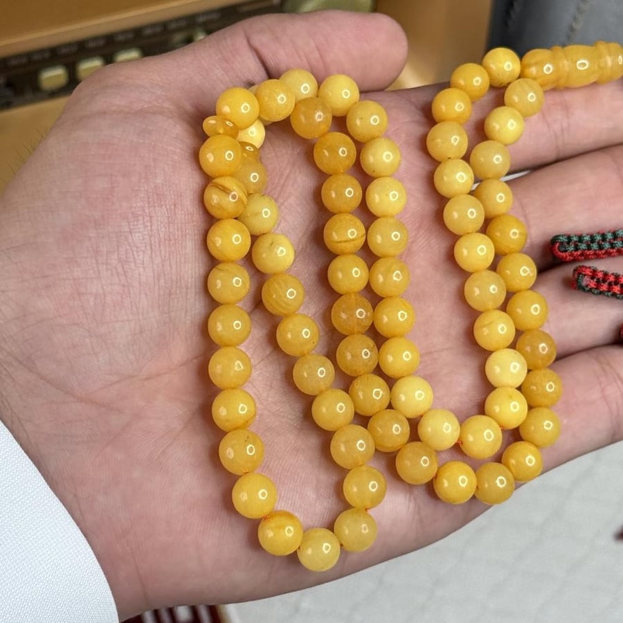 Amber prayer beads, delicate