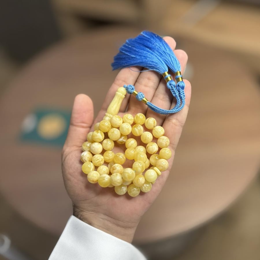 سبحة كهرمان طبيعي فاخرة