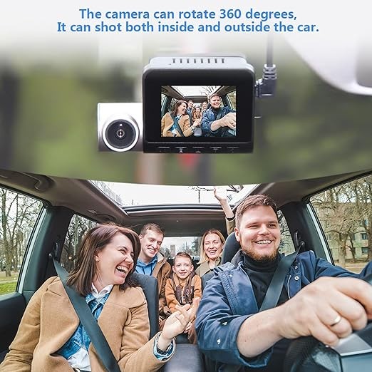 كاميرا داش كام امامية وخلفية بعدسة 360° ودقة تصوير 4K تعمل بالواي فاي