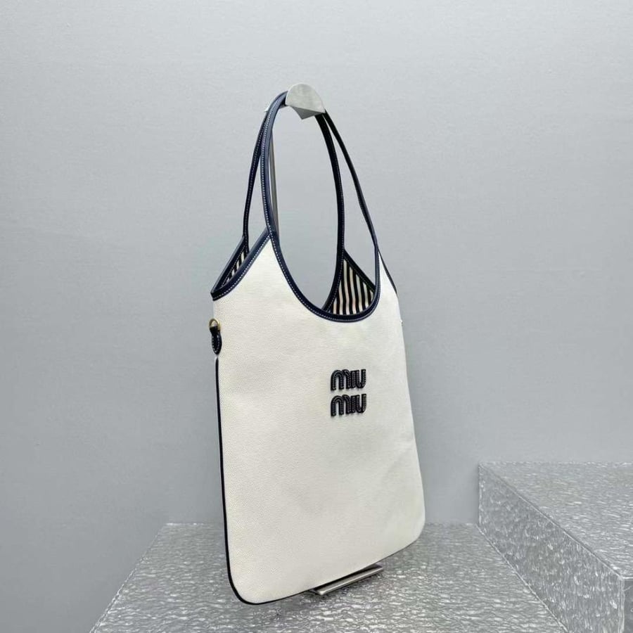 Women's Ivy Canvas  White / Dark Blue Handbag
