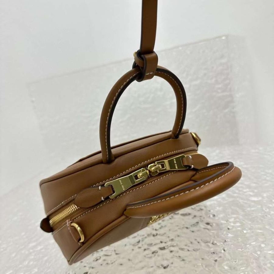 Miu Miu Zip-Up Crossbody  Brown Bag