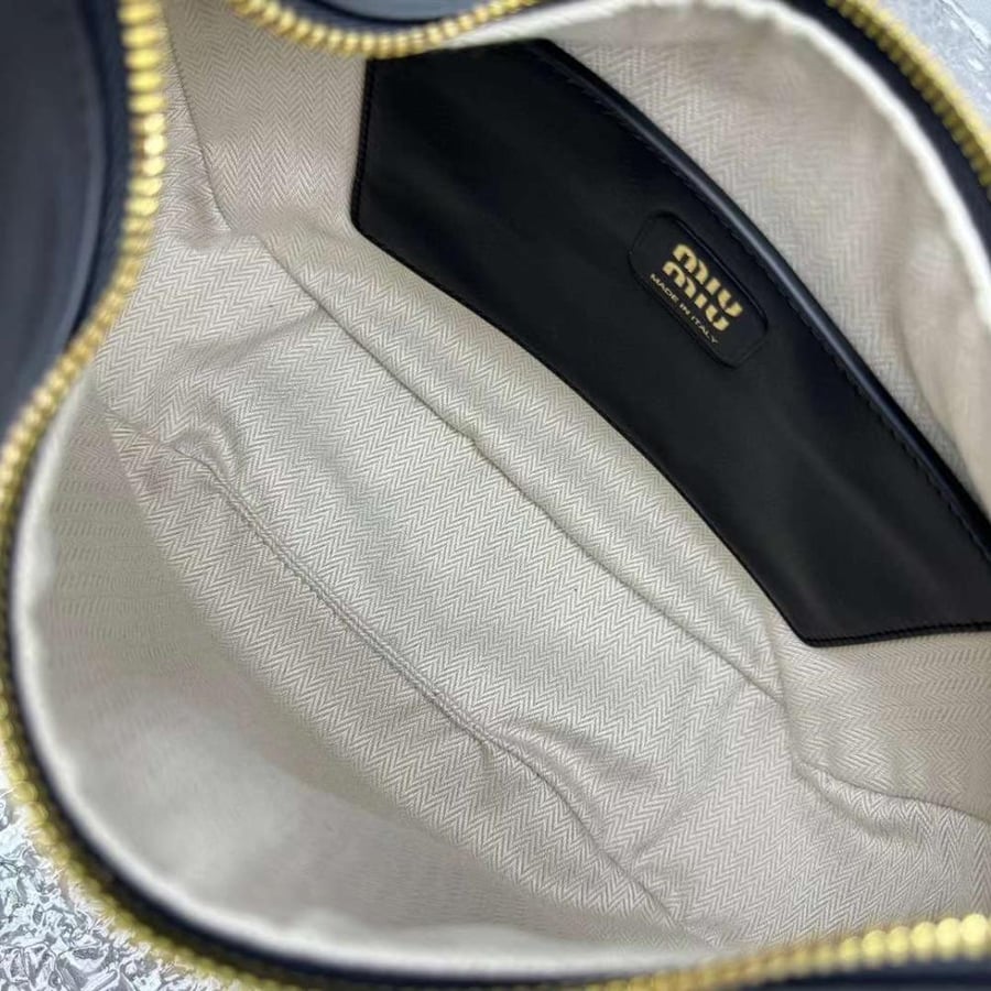 Miu miu  Logo Plaque Leather Shoulder   black Bag