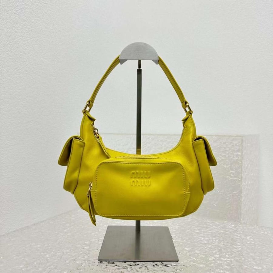 Miu miu Leather Pocket Yellow Bag