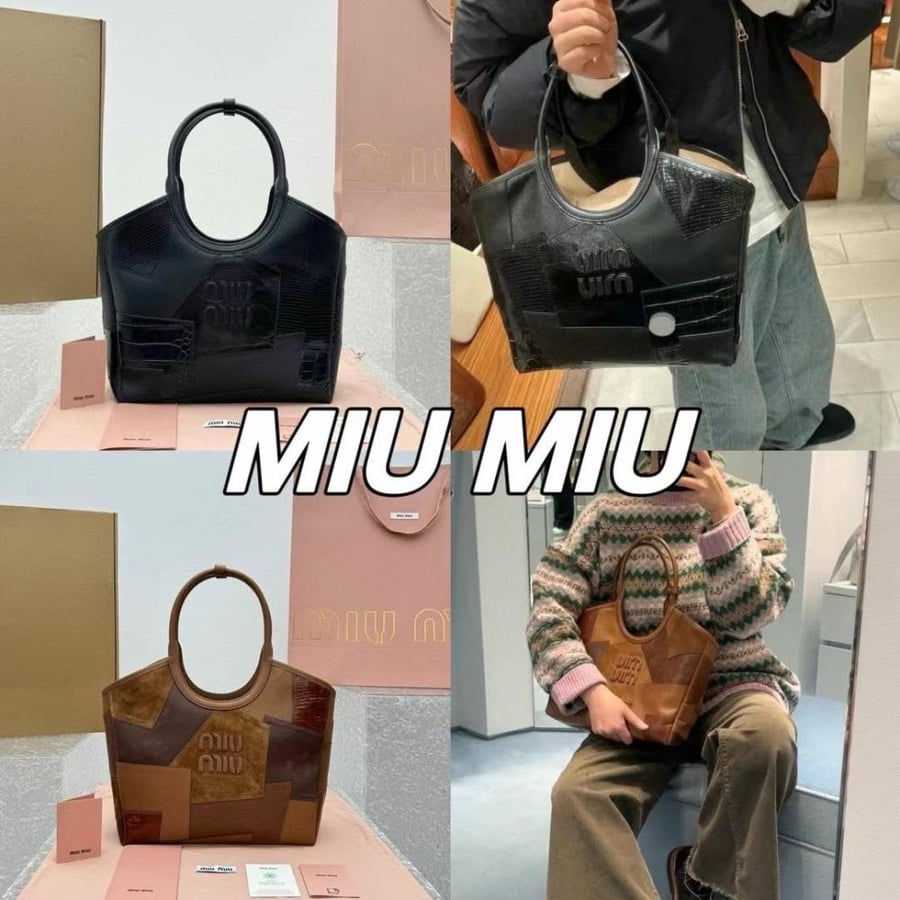 Leather Patchwork Black Tote Bag