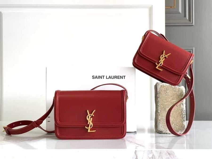 Solferino Small leather crossbody bag red