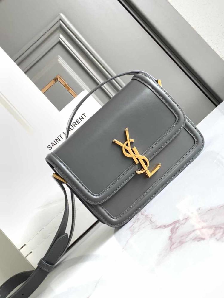 Solferino Small leather crossbody bag grey