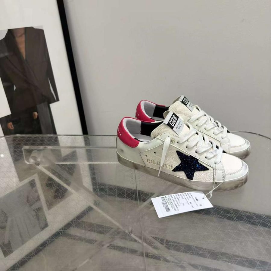 Golden Goose  /Black Glitter Star / White / Dark Pink