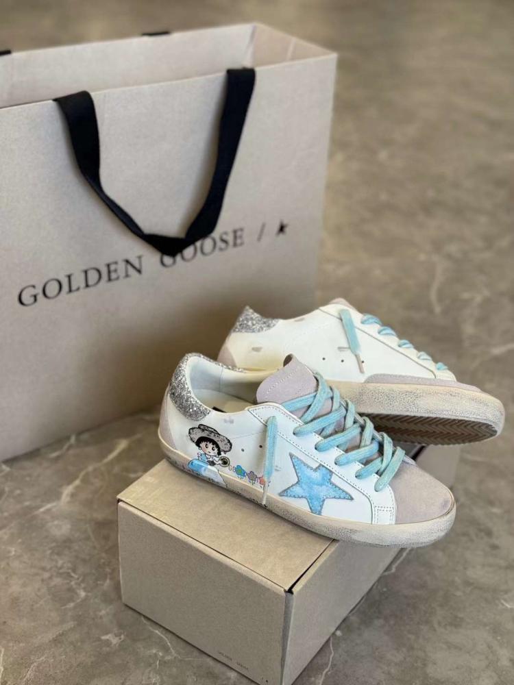 Golden Goose  /White/ Blue Silver Glitter/ Drowning