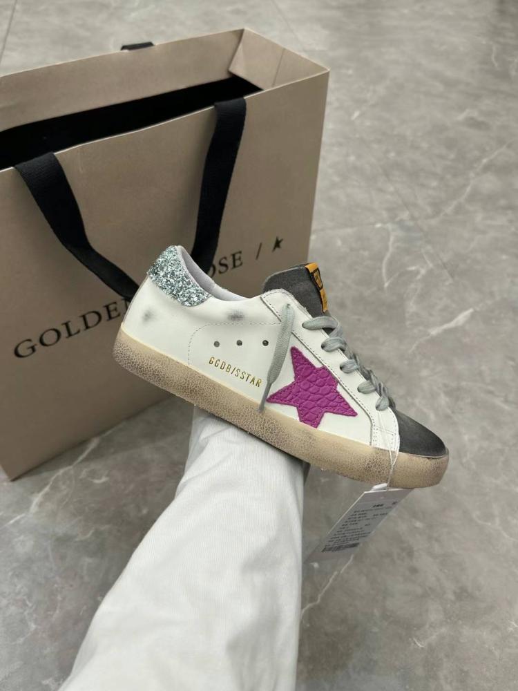 Golden Goose  /Dark Pink Star/white/Black / silver Glitter