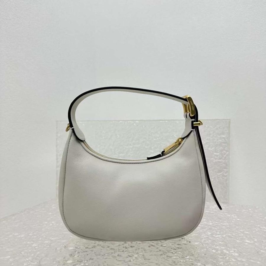 Miu miu  Logo Plaque Leather Shoulder White  Bag