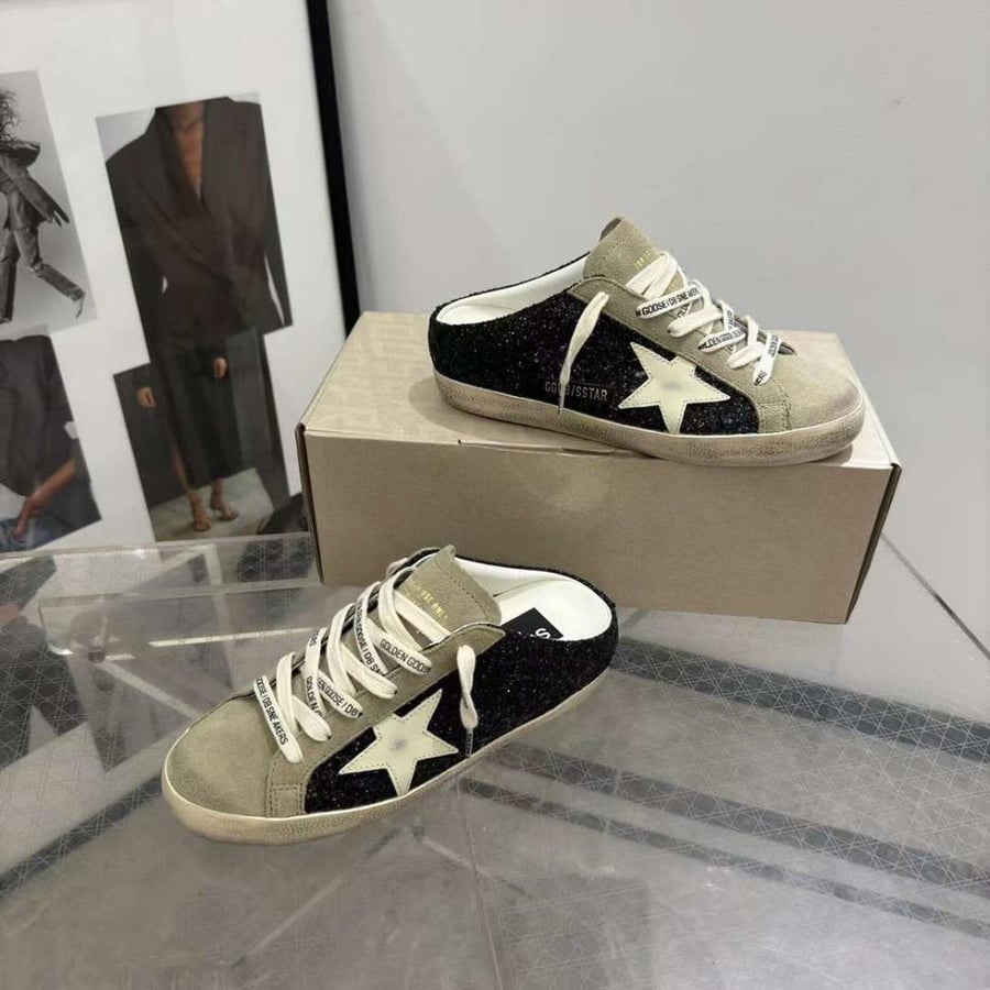 Golden Goose  /Black Glitter// Beige Star