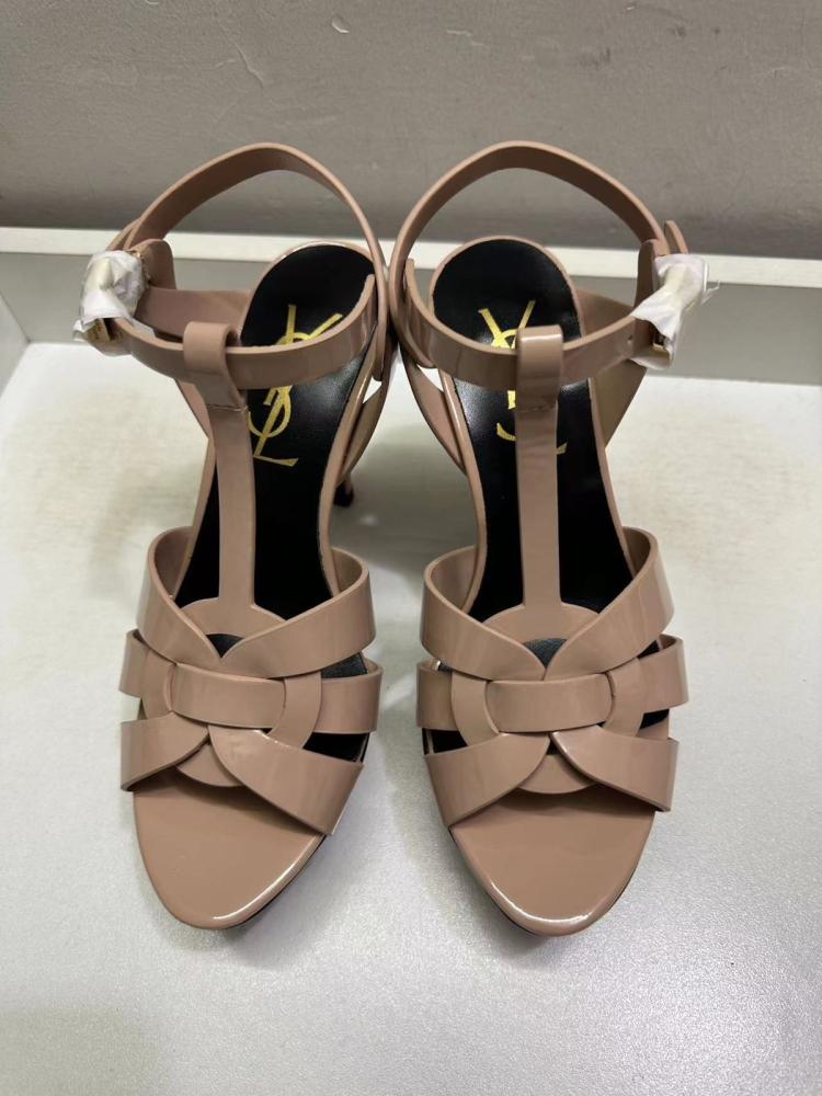 YSL Tribute Heel Dark Nude Patent Leather