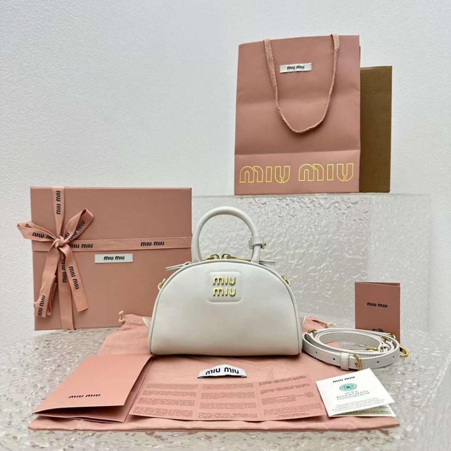Miu Miu Zip-Up Crossbody White Bag
