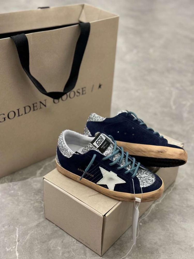 Golden Goose  /Dark Blue /white Star/silver Glitter