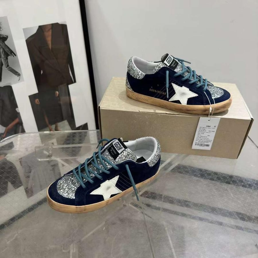 Golden Goose  /Dark Blue /white Star/silver Glitter