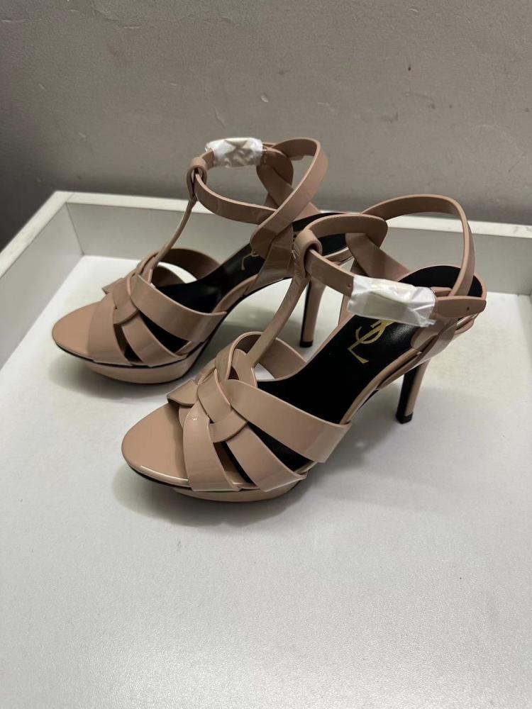 YSL Tribute Heel Dark Nude Patent Leather