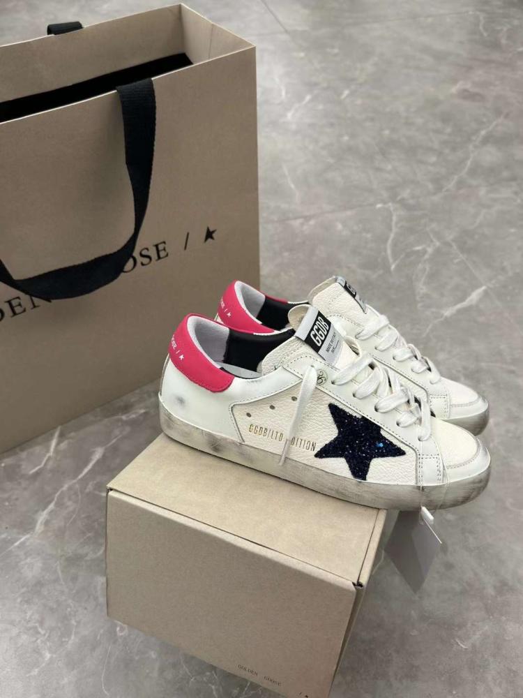 Golden Goose  /Black Glitter Star / White / Dark Pink