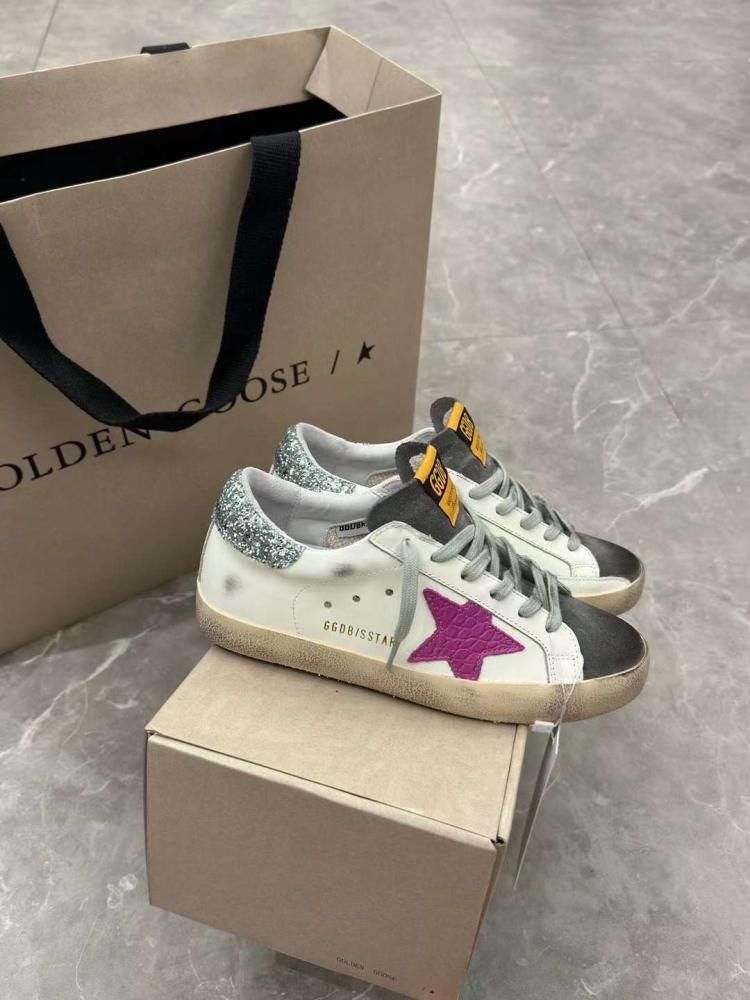 Golden Goose  /Dark Pink Star/white/Black / silver Glitter