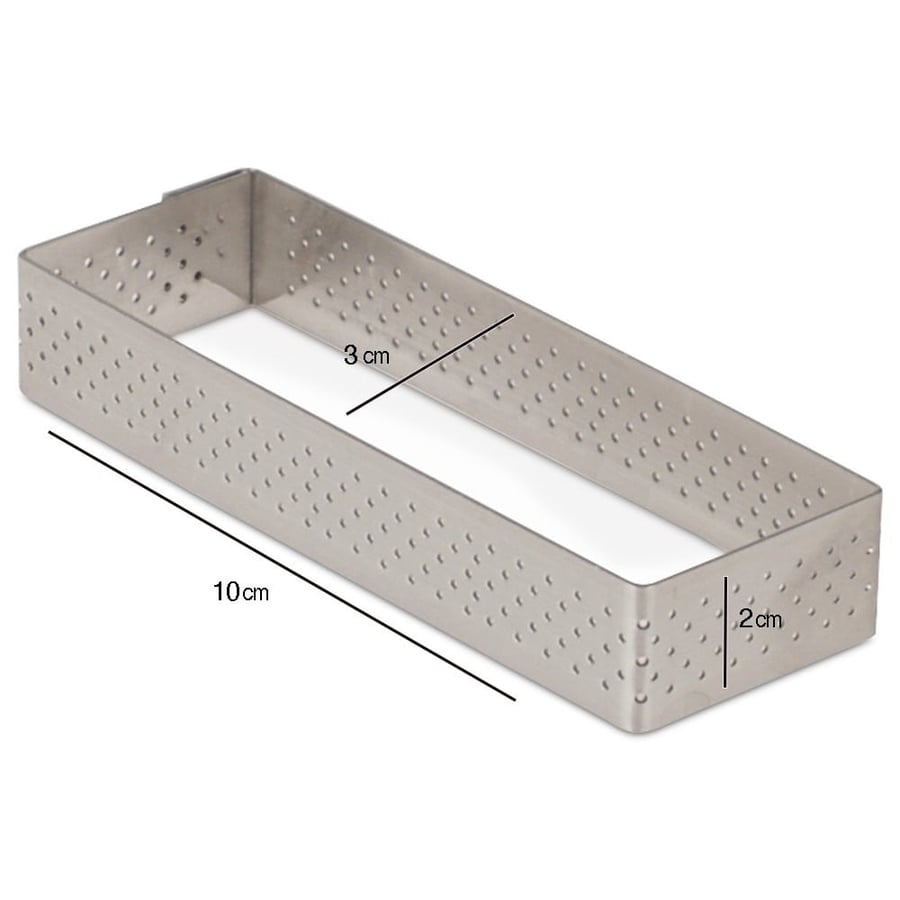 حلقة تارت مستطيل مثقب  ارتفاع 2سم / قالب صنع الحلويات الفرنسية بدون قاعدة Stainless Steel Rectangle Tart Ring