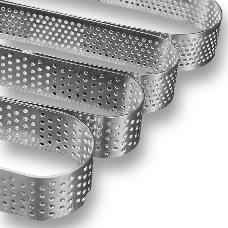 حلقة تارت بيضاوي مثقب ارتفاع 2سم / قالب صنع الحلويات الفرنسية بدون قاعدة Stainless Steel Oval Tart Ring