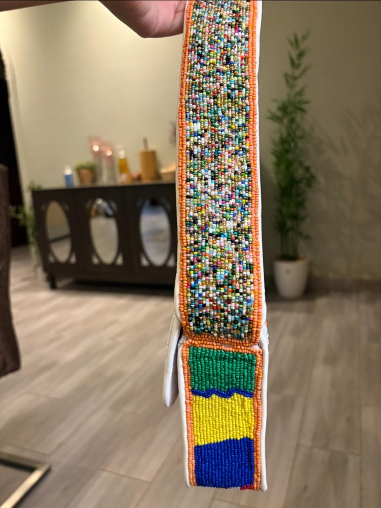 Handmade beaded shoulder bag - beach vibes
