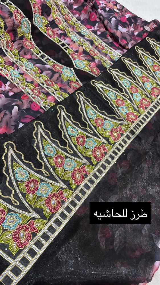 حرير ايطالي مطرز ومتروس كرستال موديل مميز وشغل فاخر