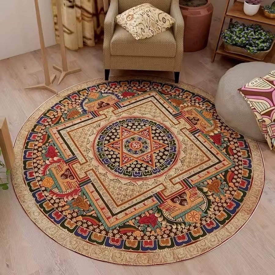 VIKAMA سجادة مستديرة قسط العرقية خمر الفارسي البوهيمي غرفة المعيشة غرفة نوم كرسي متأرجح الكلمة حصيرة ديكور المنزل
