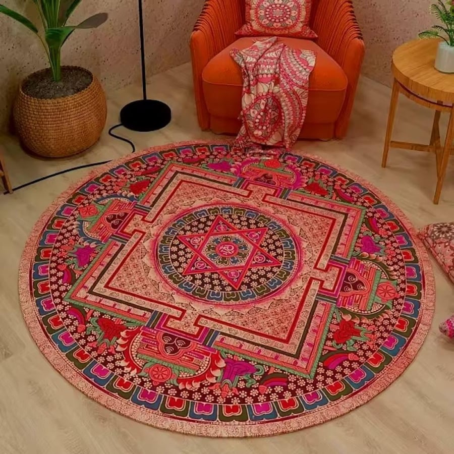 VIKAMA سجادة مستديرة قسط العرقية خمر الفارسي البوهيمي غرفة المعيشة غرفة نوم كرسي متأرجح الكلمة حصيرة ديكور المنزل